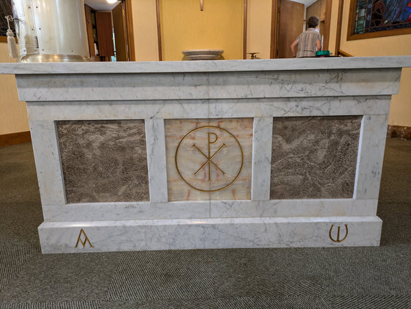 Secondhand Altar & Pedestal in white Carrara marble - ref XUPJ10/3