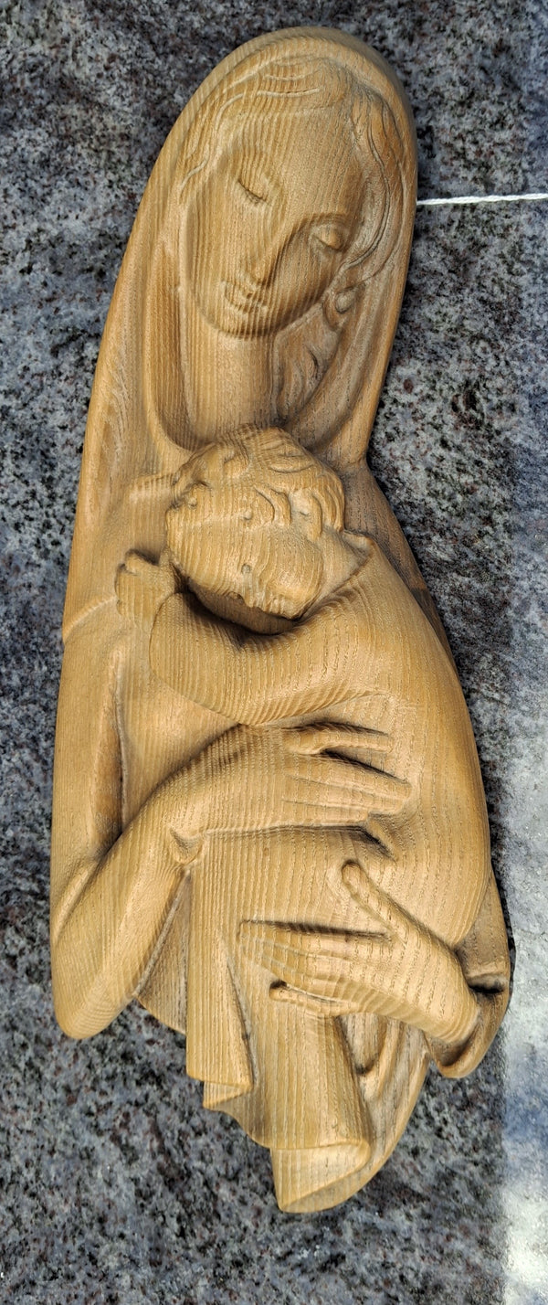 Secondhand Carved relief of Our Lady & Child - ref XUPJ8/4E