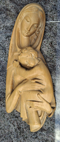 Secondhand Carved relief of Our Lady & Child - ref XUPJ8/4E