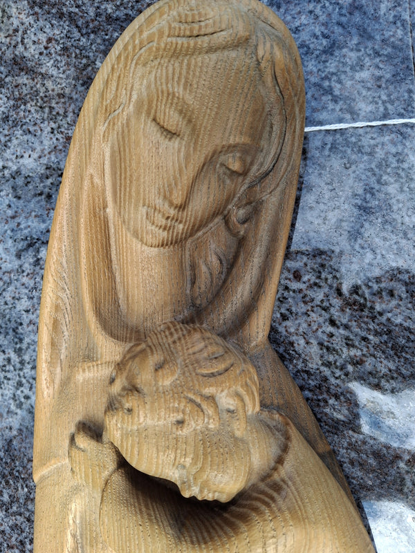Secondhand Carved relief of Our Lady & Child - ref XUPJ8/4E