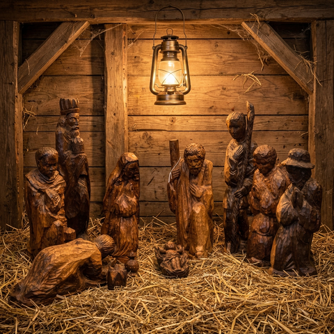 Secondhand Carved Wood Crib Set - ref XUPL2/2E