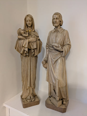 SECOND-HAND STATUES OF OUR LADY & CHILD AND ST JOSEPH THE WORKER - XUPL2/1E